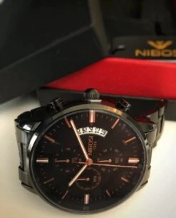 NIBOSI Horloges Voor Mannen - Luxe Zwart Op Zwart Design – Bronzen Wijzers - Ø 42 Mm - Geschenkset -Casio Verkoop 971x1200 1