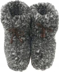 Wollen Sloffen - Winter Pantoffels 100% ECHT Lamswol En Leer - MAAT 46 - Leren Zooltjes – Veters - Handgemaakte Slofjes - Kleur Donkergrijs Gemêleerd -Casio Verkoop 981x1200 4
