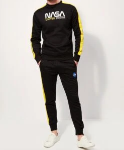 Nasa Joggingpak / Trainingspak / Vrijetijdspak - Sweater + Broek - Zwart - Geel- Maat XL